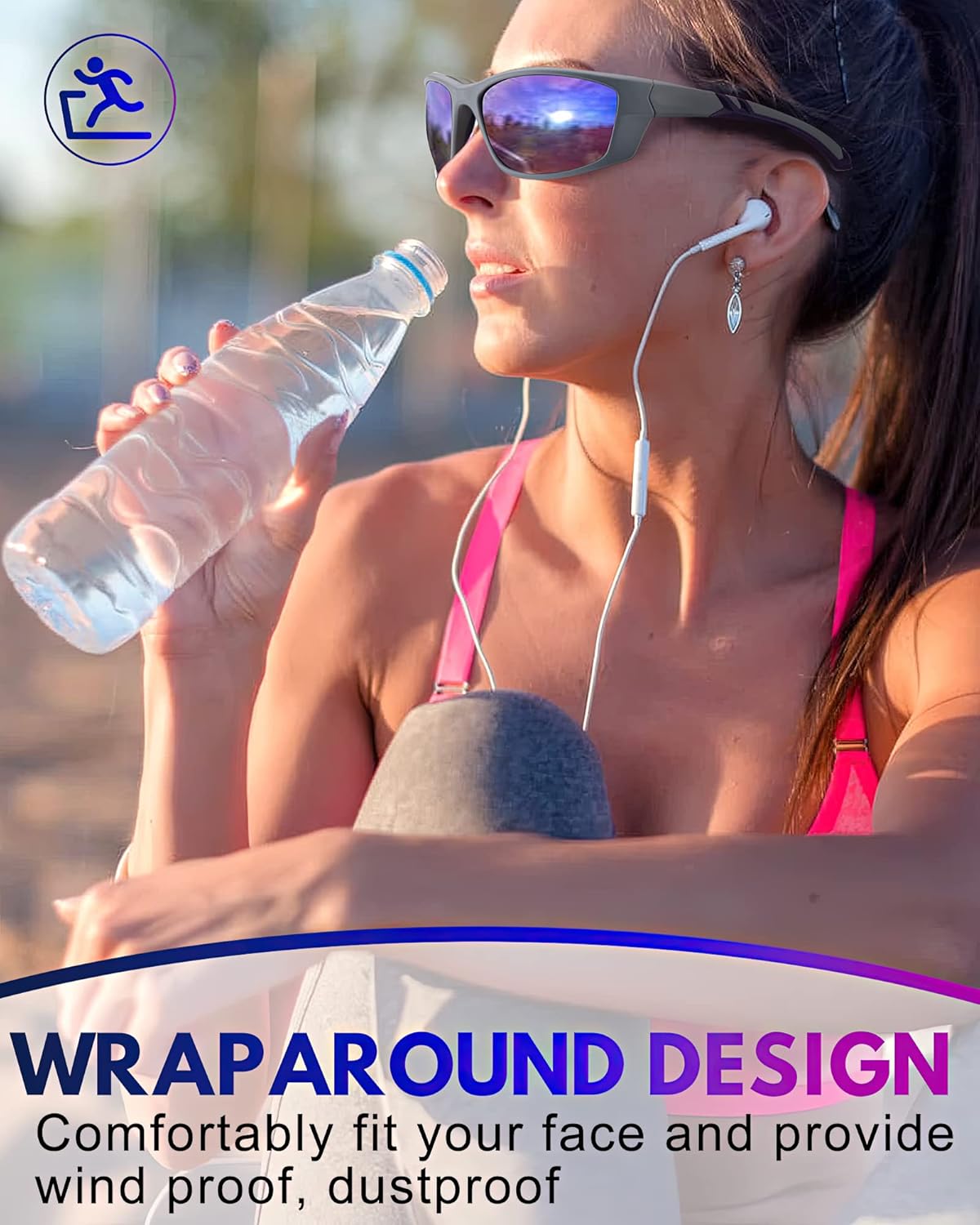 TJUTR Lentes de sol deportivos polarizados para hombres y mujeres, lentes de sol envolventes con lente UV400 para ciclismo, pesca, correr