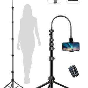 Soporte de trípode para teléfono, trípode para selfie, trípode para teléfono celular de 86.6 pulgadas de alto con cuello de cisne ajustable, trípode Soporte de trípode para teléfono, trípode para selfie, trípode para teléfono celular de 86.6 pulgadas de alto con cuello de cisne ajustable, trípode
