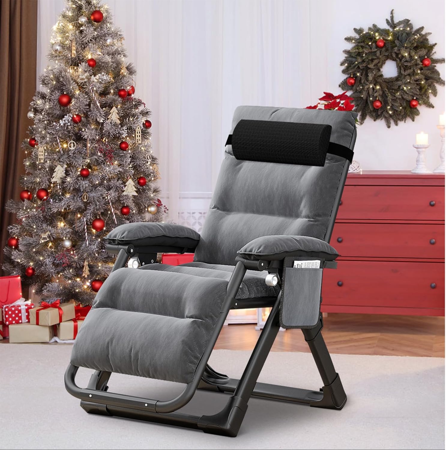 Slsy Cómoda silla plegable, reclinable con cojín extraíble para sala de estar, sillas plegables reclinables flexibles para patio, interiores y