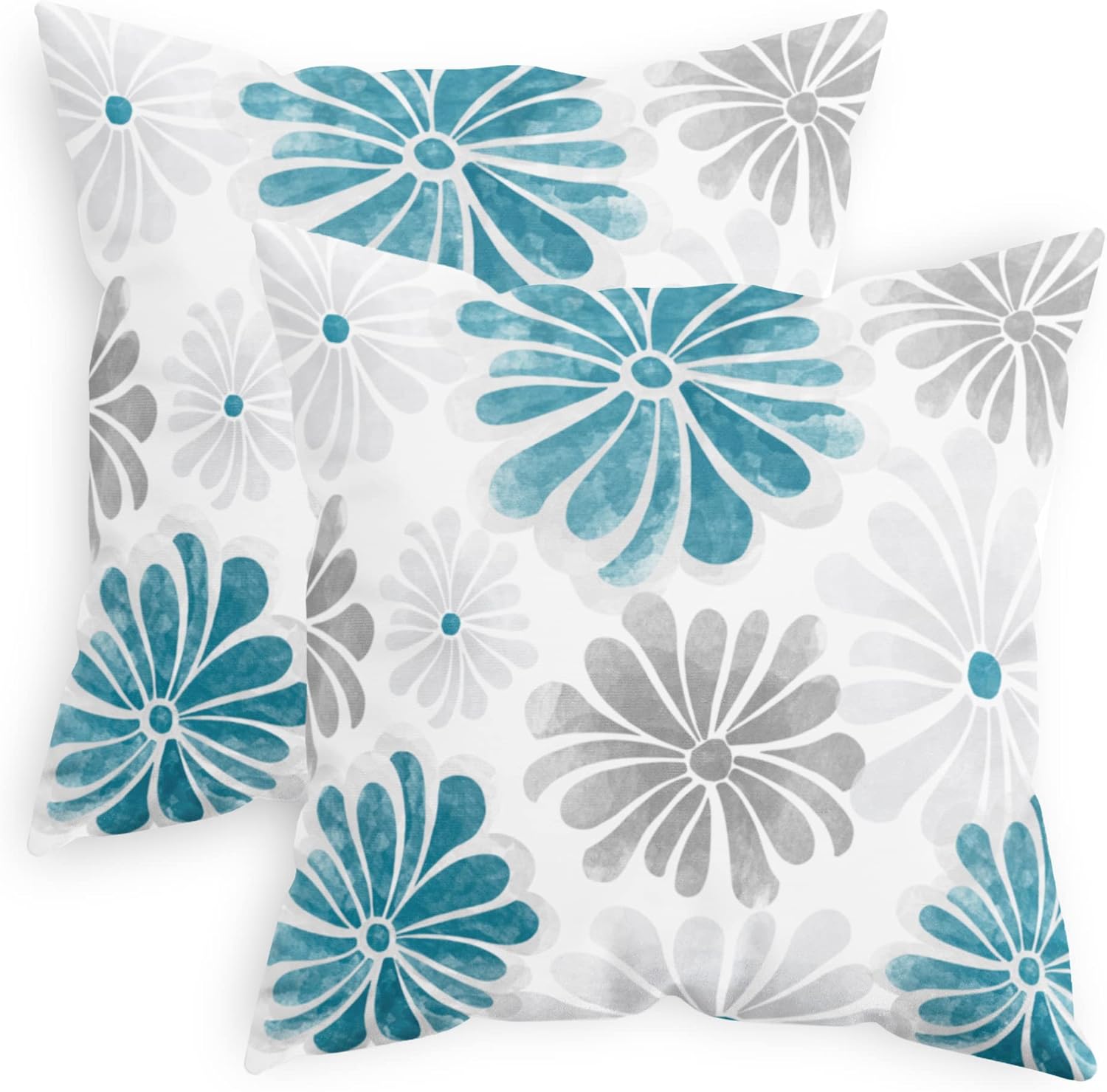 CaliTime Juego de 2 fundas de almohada decorativas de vellón de dos tonos con flores florecientes para sofá, cama, decoración de casa rural, 16 x 16