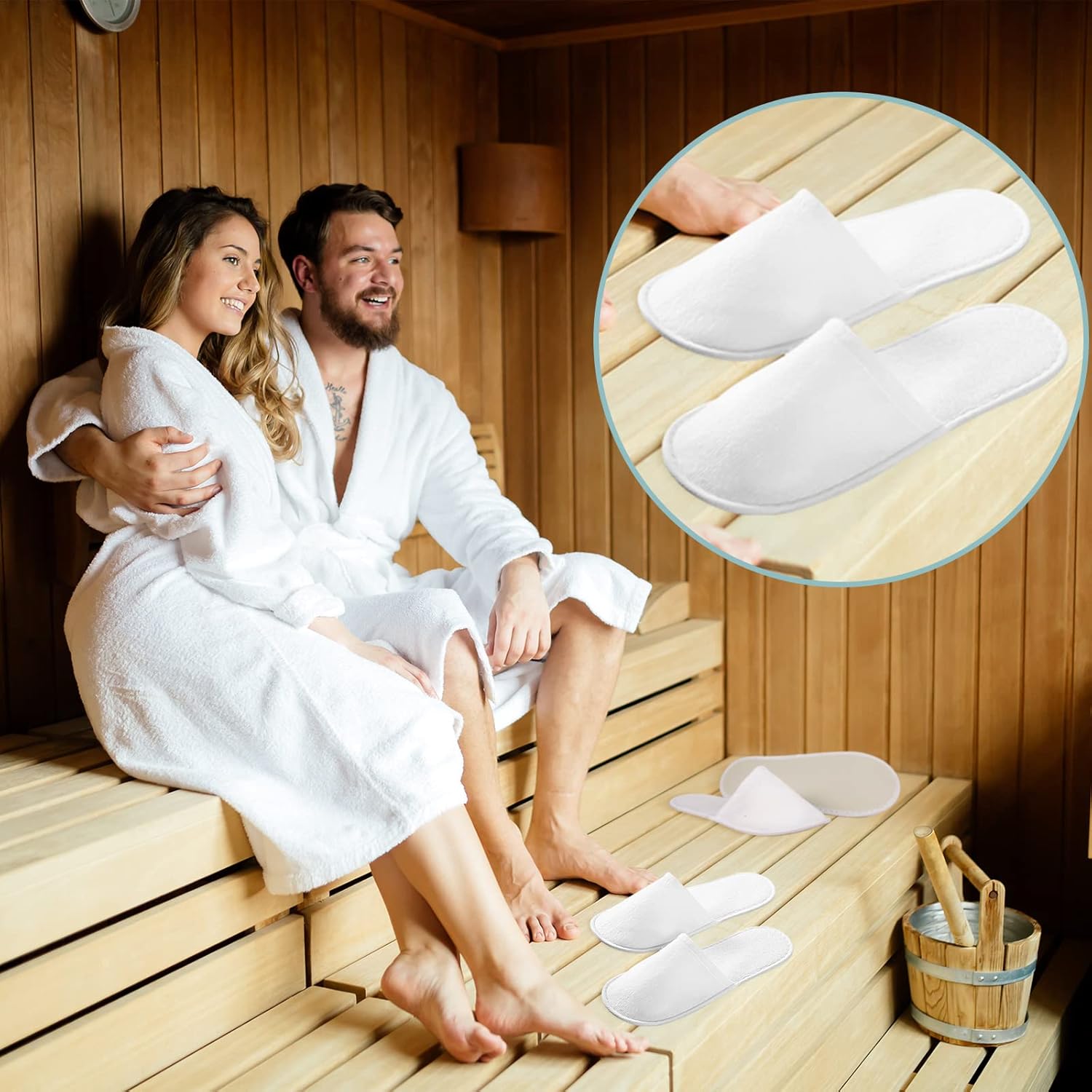 40 pares de pantuflas desechables con punta cerrada, pantuflas de spa, pantuflas blancas de hotel, pantuflas portátiles de viaje, pantuflas de