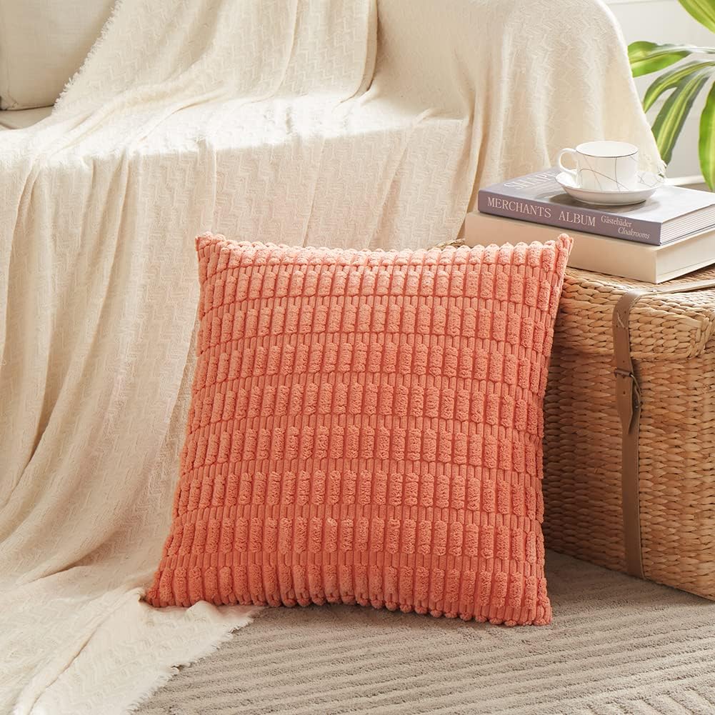 Fancy Homi – Paquete de 2 fundas de almohada decorativas de coral de 20 x 20 pulgadas para sala de estar, sofá y cama, funda de cojín cuadrada de