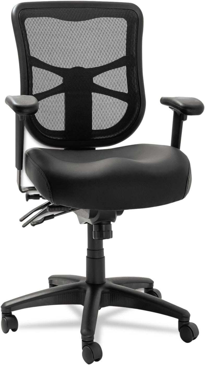 Alera Elusion Series Malla mid-back Multifunction silla, piel negro