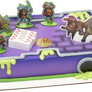 DecoSet Teenage Mutant Ninja Turtles Pizza Power Cake Topper, decoración de pastel de 6 piezas con figuras de tortuga, foto de pastel y lanzador de DecoSet Teenage Mutant Ninja Turtles Pizza Power Cake Topper, decoración de pastel de 6 piezas con figuras de tortuga, foto de pastel y lanzador de