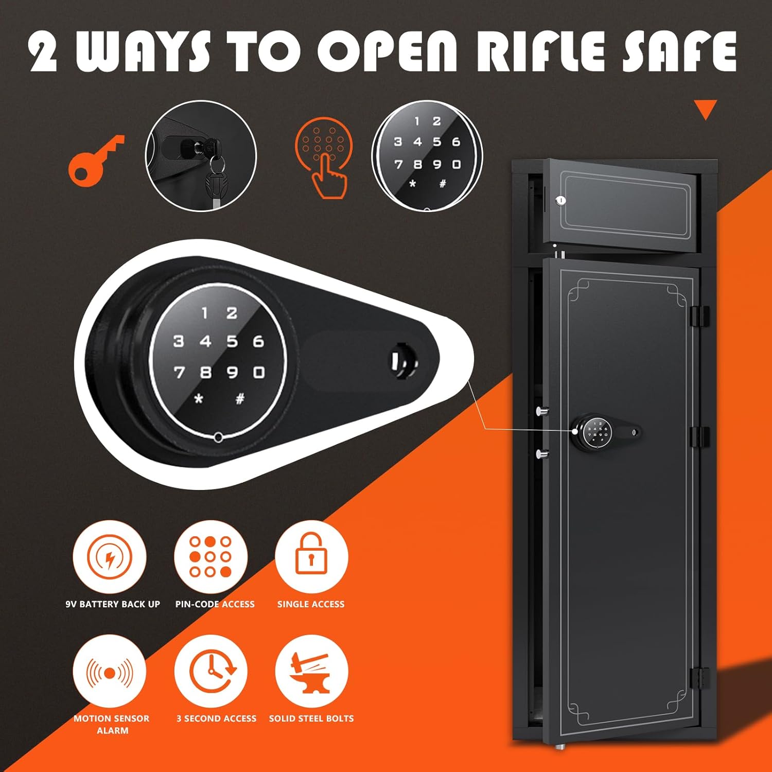 Kaer Caja fuerte para armas 10-14, cajas fuertes para rifle y pistolas para el hogar, gabinete de armas para rifles y escopetas con teclado digital,