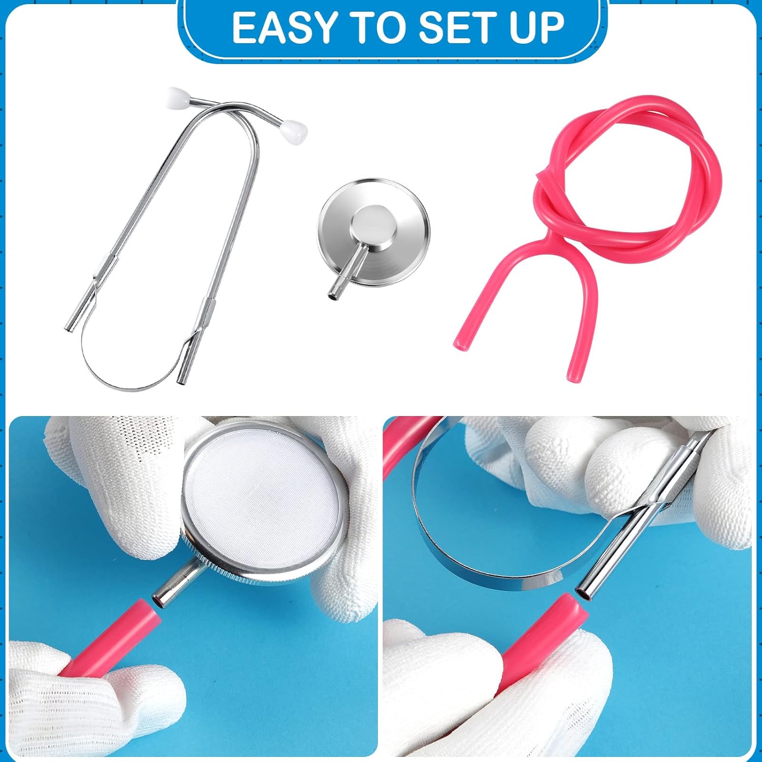 2 piezas de juguete de estetoscopio para niños, estetoscopio de trabajo de enfermería para niños, juego de rol, lindo doctor accesorios de juego de