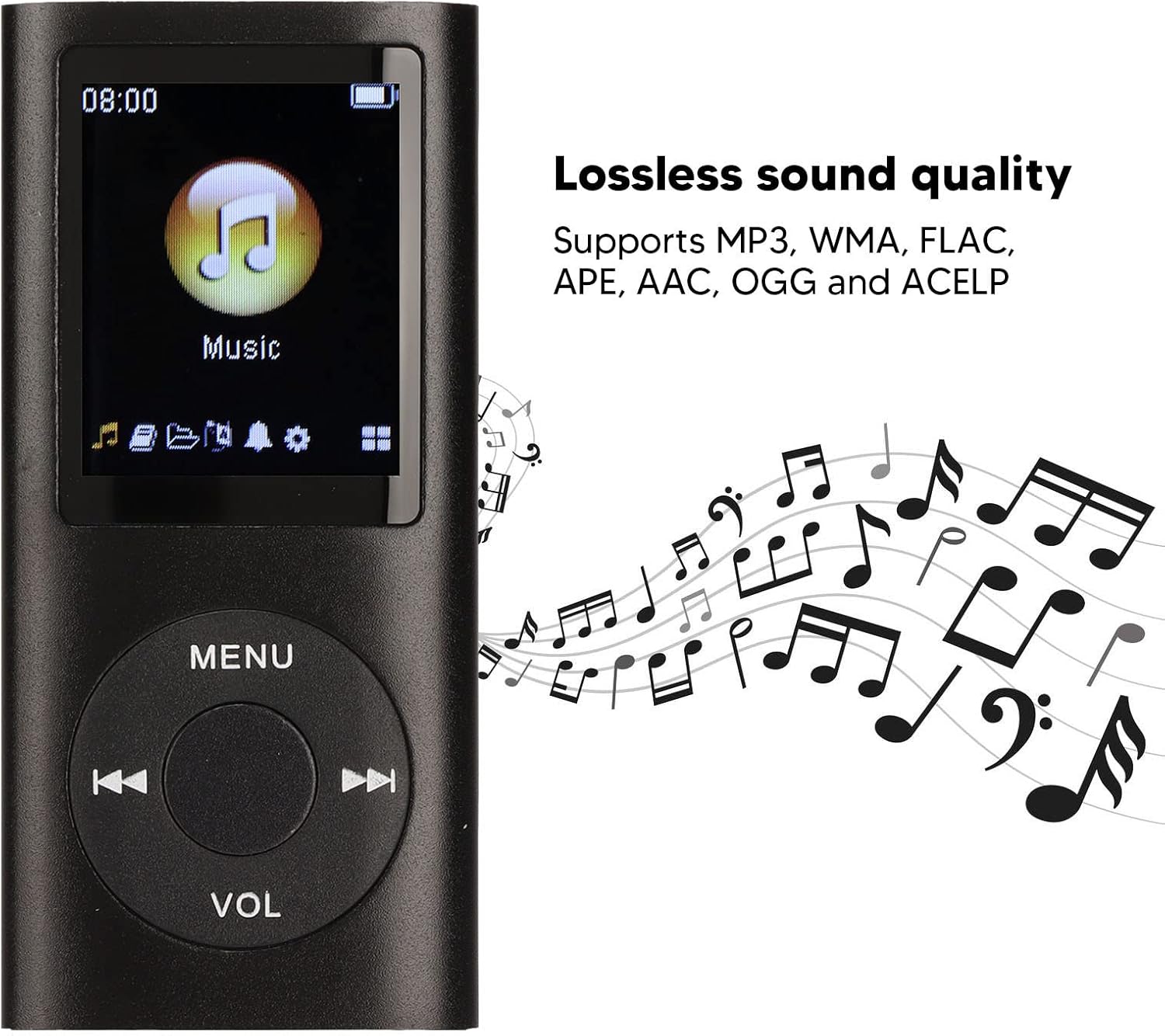 Reproductor de MP4, música portátil sin pérdidas, reproductor MP3 MP4, soporte para tarjetas de memoria, pantalla LCD delgada de 1.8 pulgadas,