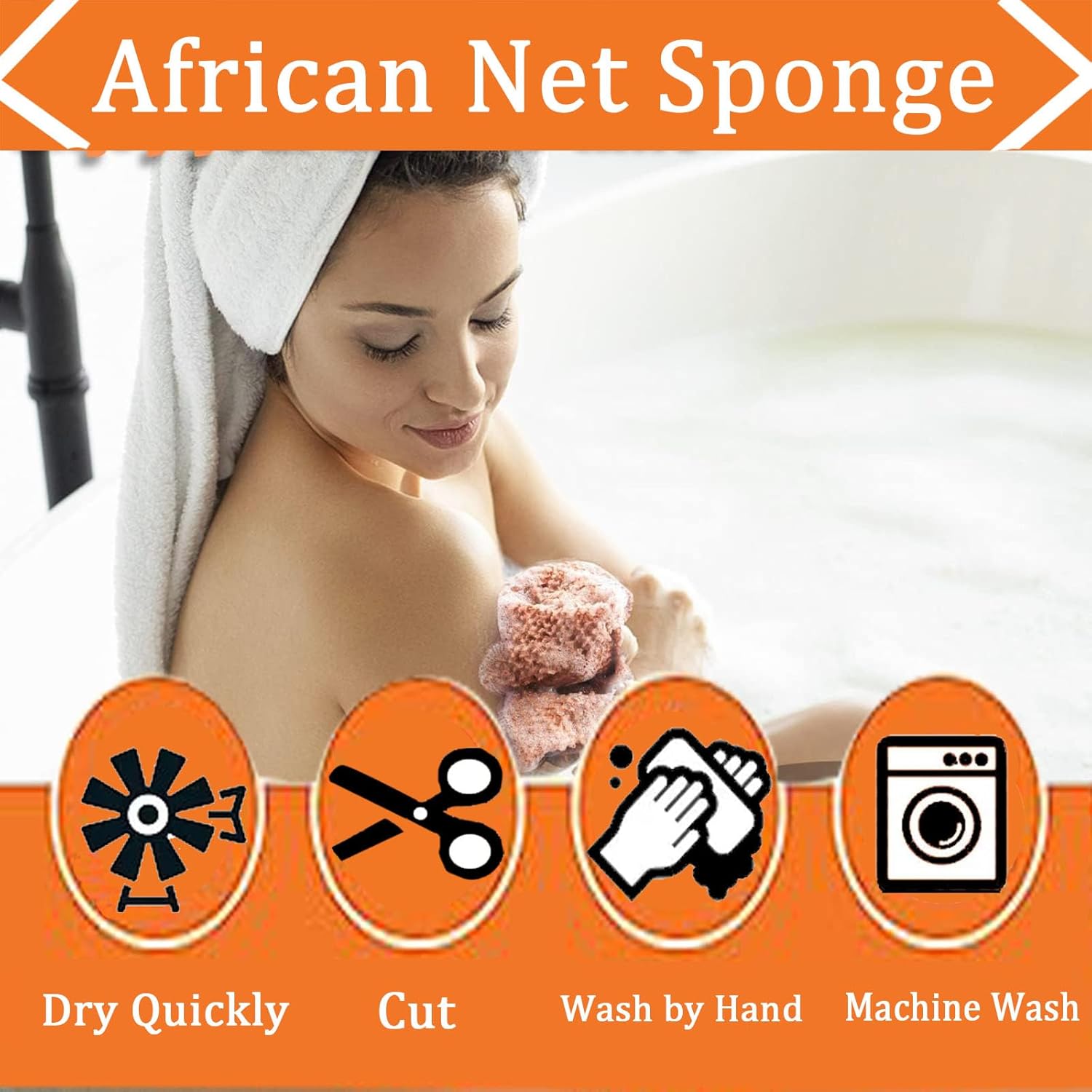Esponja de red africana con ganchos de pared, 2 piezas de red exfoliante africana, esponja de baño larga, esponja para el cuerpo, depurador de
