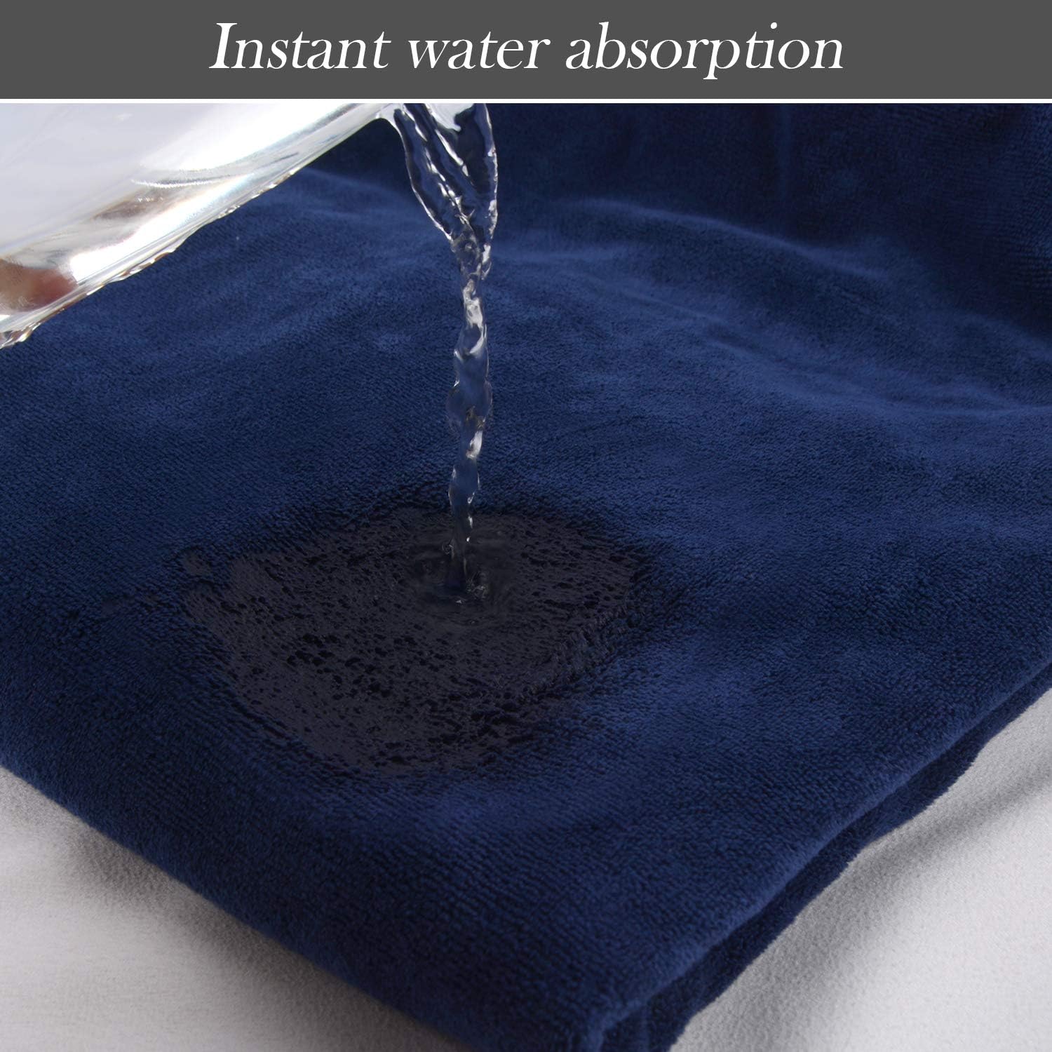 SINLAND Toalla de baño de microfibra absorbente de agua de secado rápido para hombre con cierre ajustable a presión, 24 x 63 pulgadas, azul marino