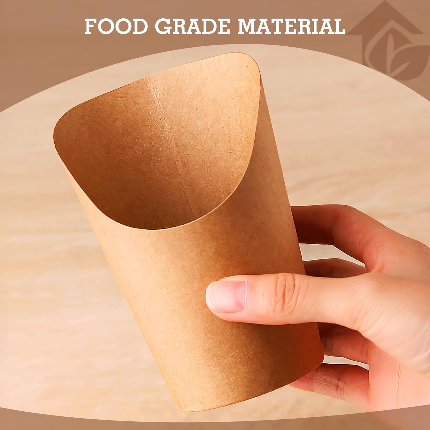MOLFUJ Soporte para papas fritas de 14 onzas, 50 tazas de papel kraft de papel de estraza desechables, mini cajas de servir de fiesta marrón para