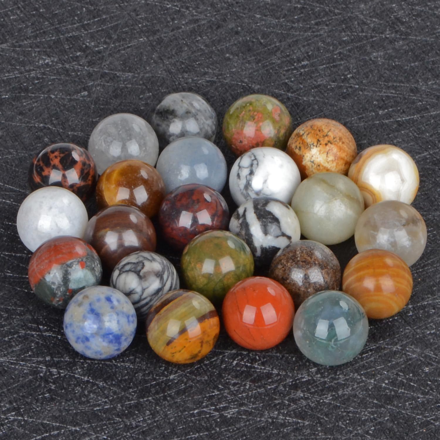 LPbeads Juego de 20 bolas de piedras preciosas naturales pulidas de 0.63 pulgadas (0.630 in)