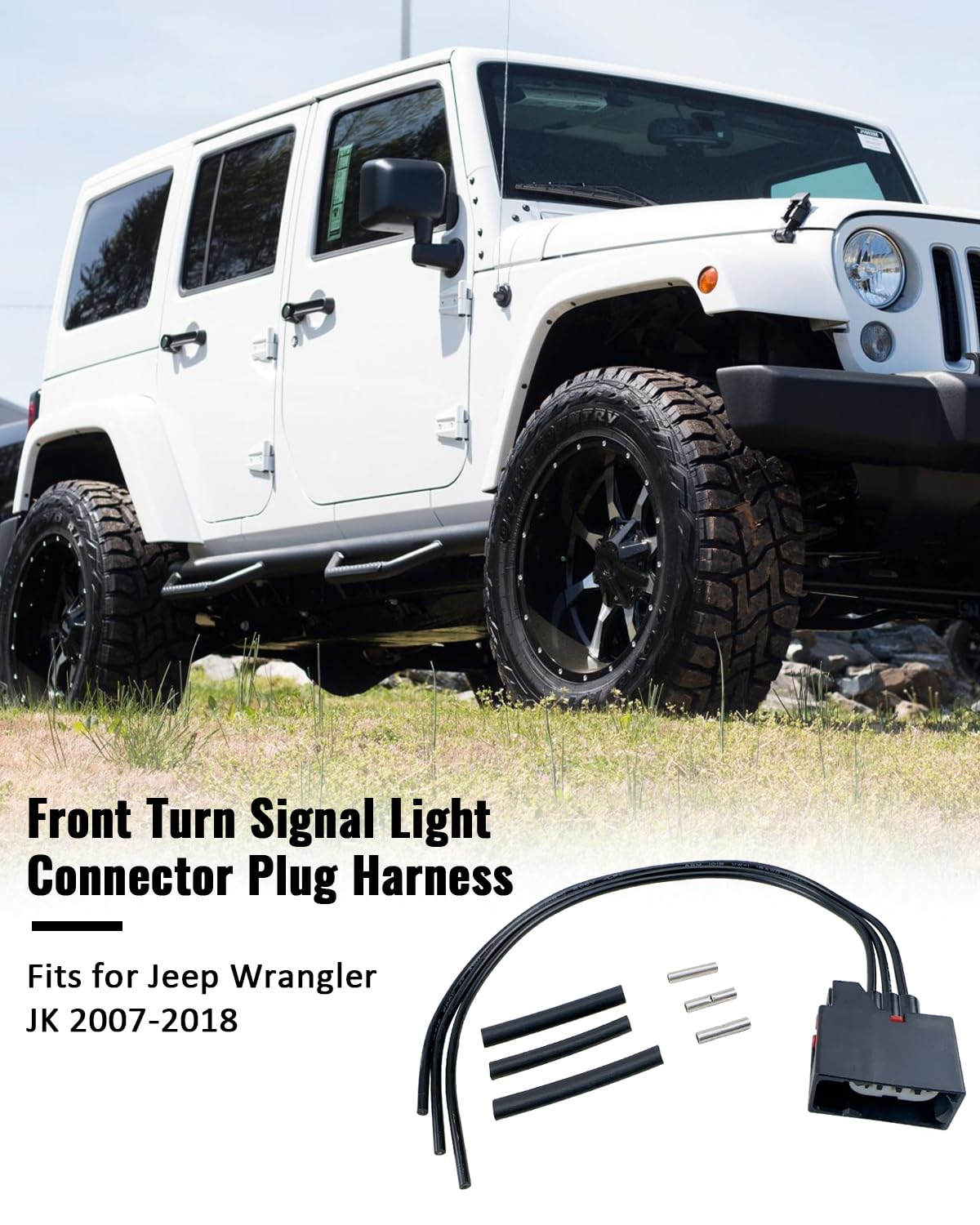 Arnés de conector de luz de señal de giro delantero para Jeep Wrangler JK 2007-2018, 68065016AB, 2 unidades
