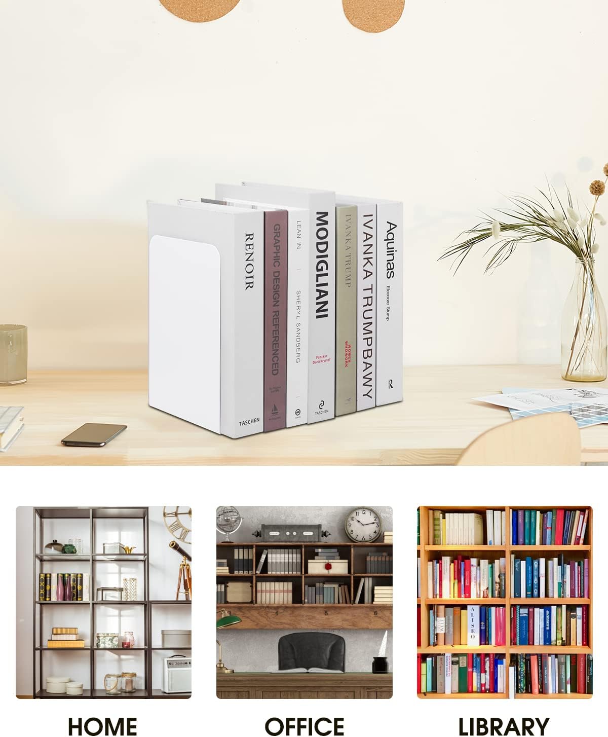 Sujetalibros para estantes, hogar, oficina, tapón de metal para libros, soportes de metal para sujetalibros, sujetalibros decorativos de estilo