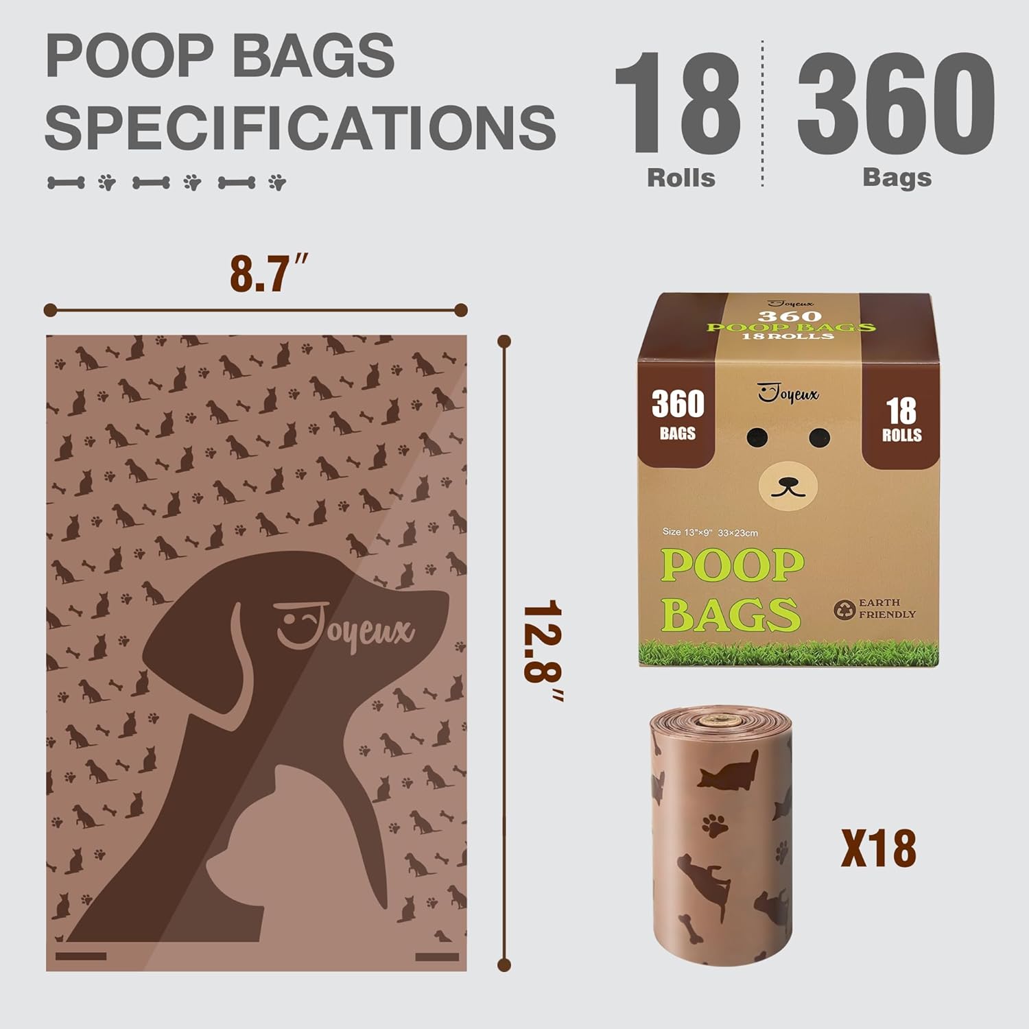 Rollos de bolsas para excrementos de perro sin perfume, 360 unidades, a prueba de fugas, bolsa grande para perros para excrementos, bolsas de basura