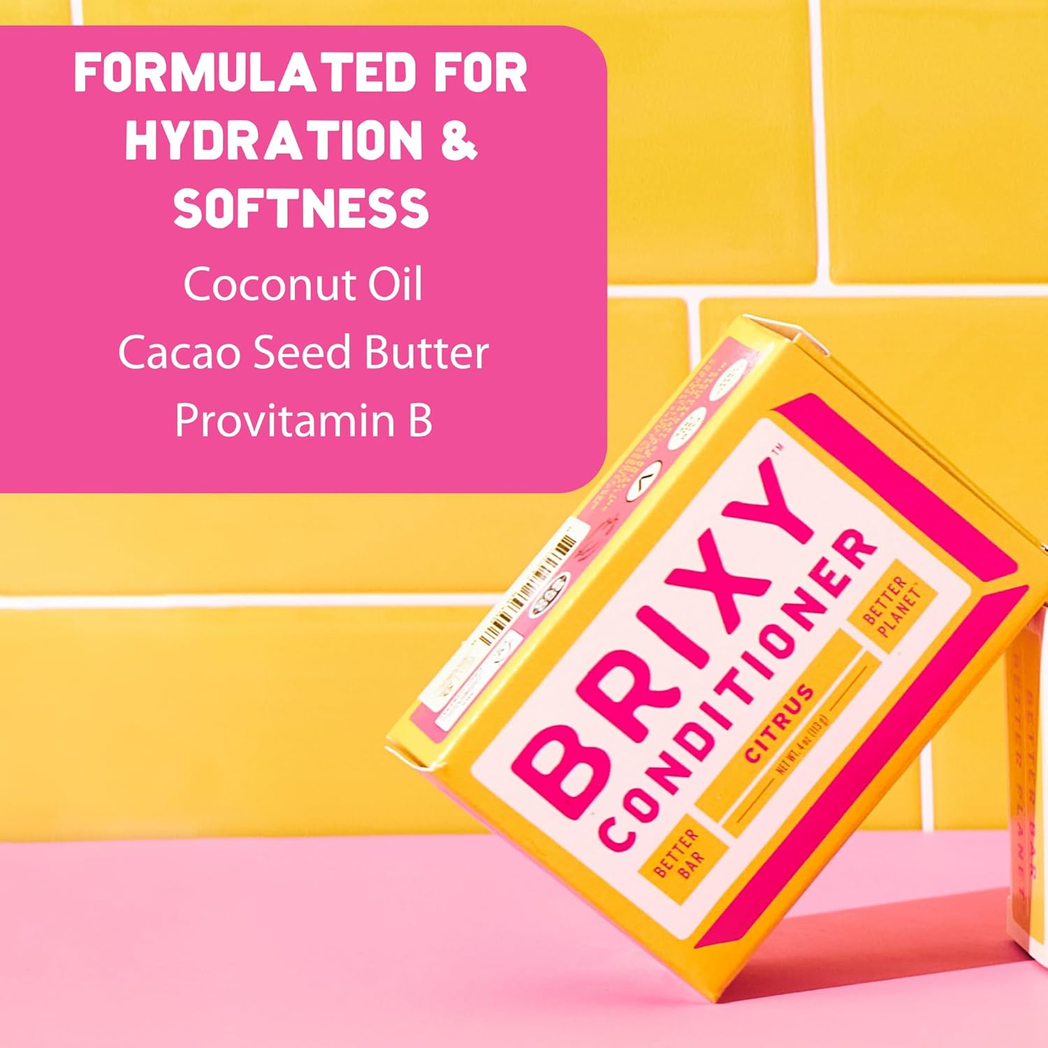 BRIXY Barra acondicionadora para hidratación y suavidad, todo tipo de cabello, pH equilibrado y seguro para cabello teñido, sostenible, vegano, sin