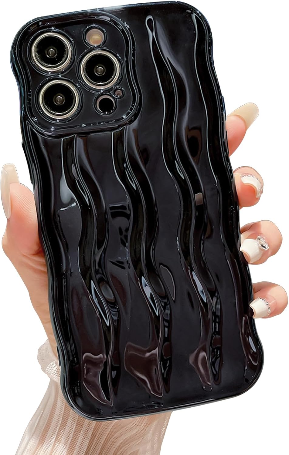Funda con patrón de ondas de agua para iPhone 15 Pro, TPU suave, a prueba de golpes, cubierta trasera protectora para mujeres y niñas, funda de
