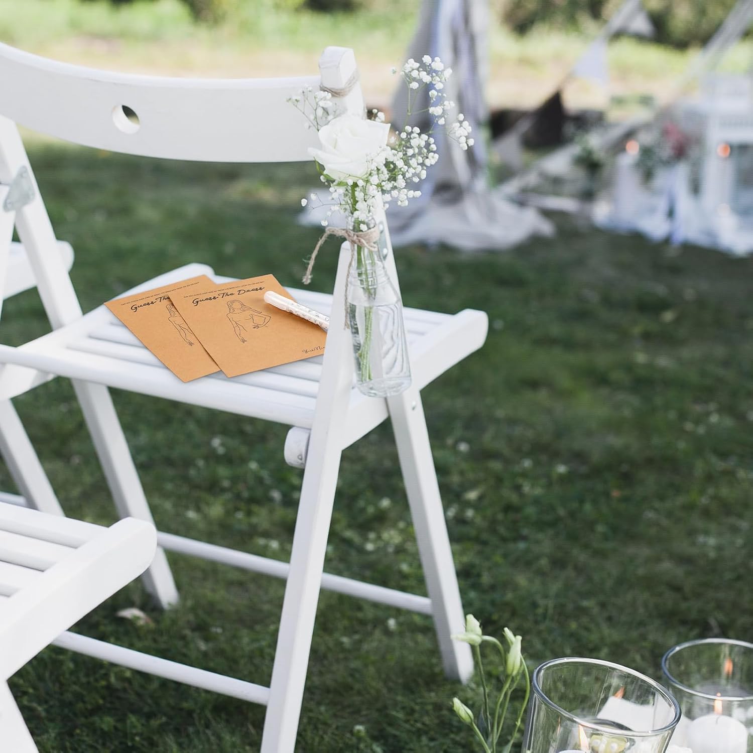 Juego de 30 juegos de despedida de soltera para invitados, incluye 30 tarjetas de juegos de ducha de boda de 5 x 7 pulgadas y 30 lápices de gel de
