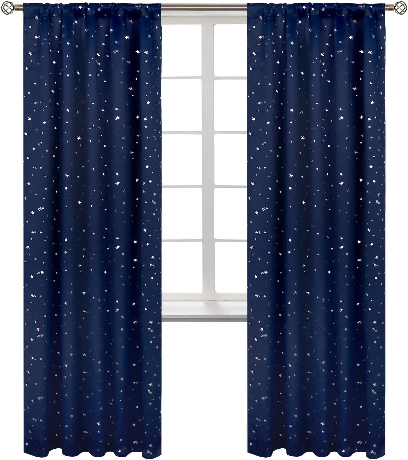 BGment – Cortinas opacas rosas de 84 pulgadas de largo para niños, cortinas térmicas para oscurecer la habitación, con estampado de estrellas