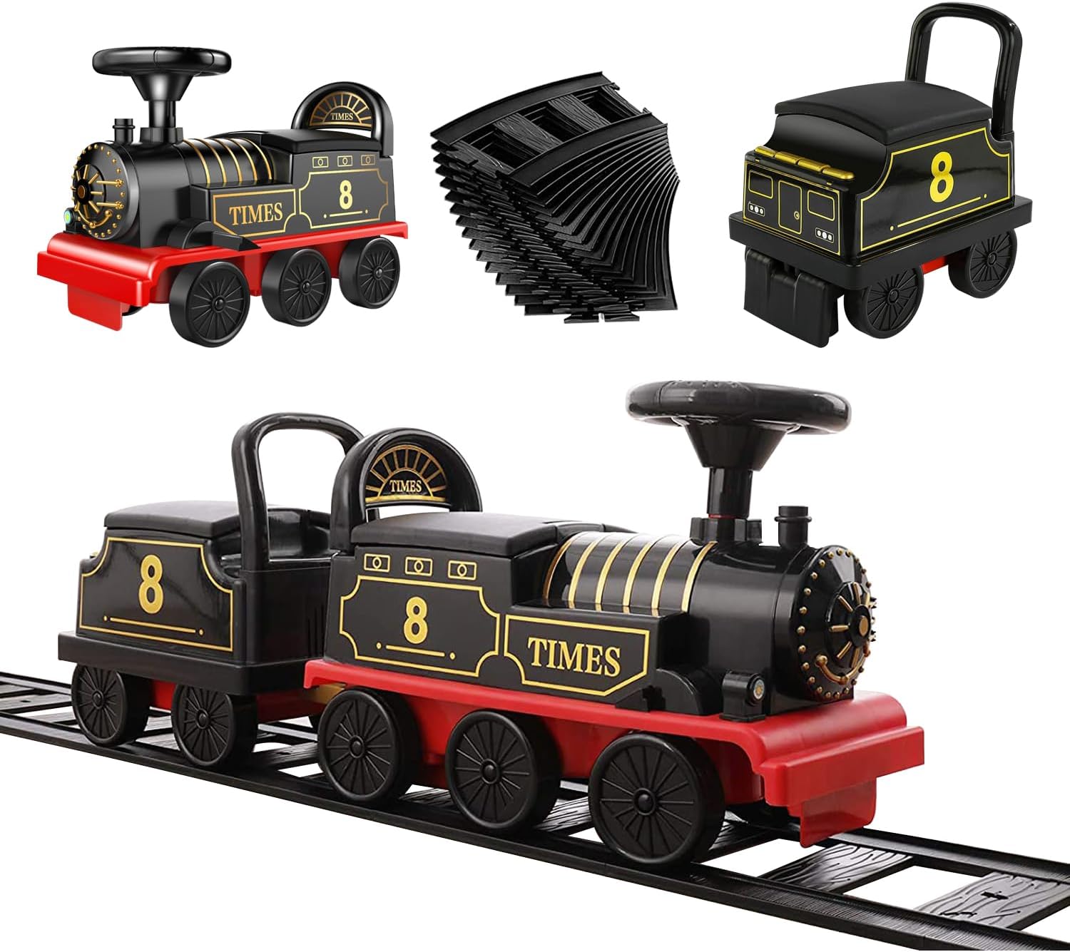 Juego de tren eléctrico de juguete con pista de 2 plazas, automóvil de carga, música, regalos ligeros de cumpleaños de Navidad para niños pequeños,