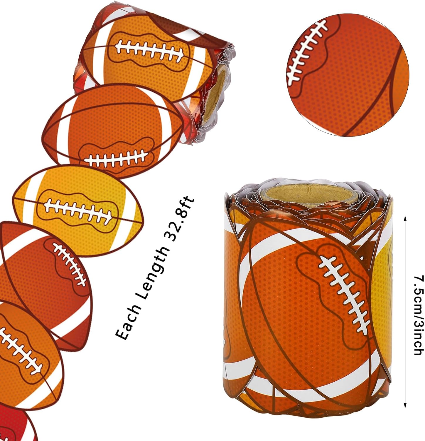Whaline Tablero de anuncios de fútbol de otoño de 65.6 pies, hojas de arce, borde troquelado para escuela, aula, oficina, pizarra, 2 rollos