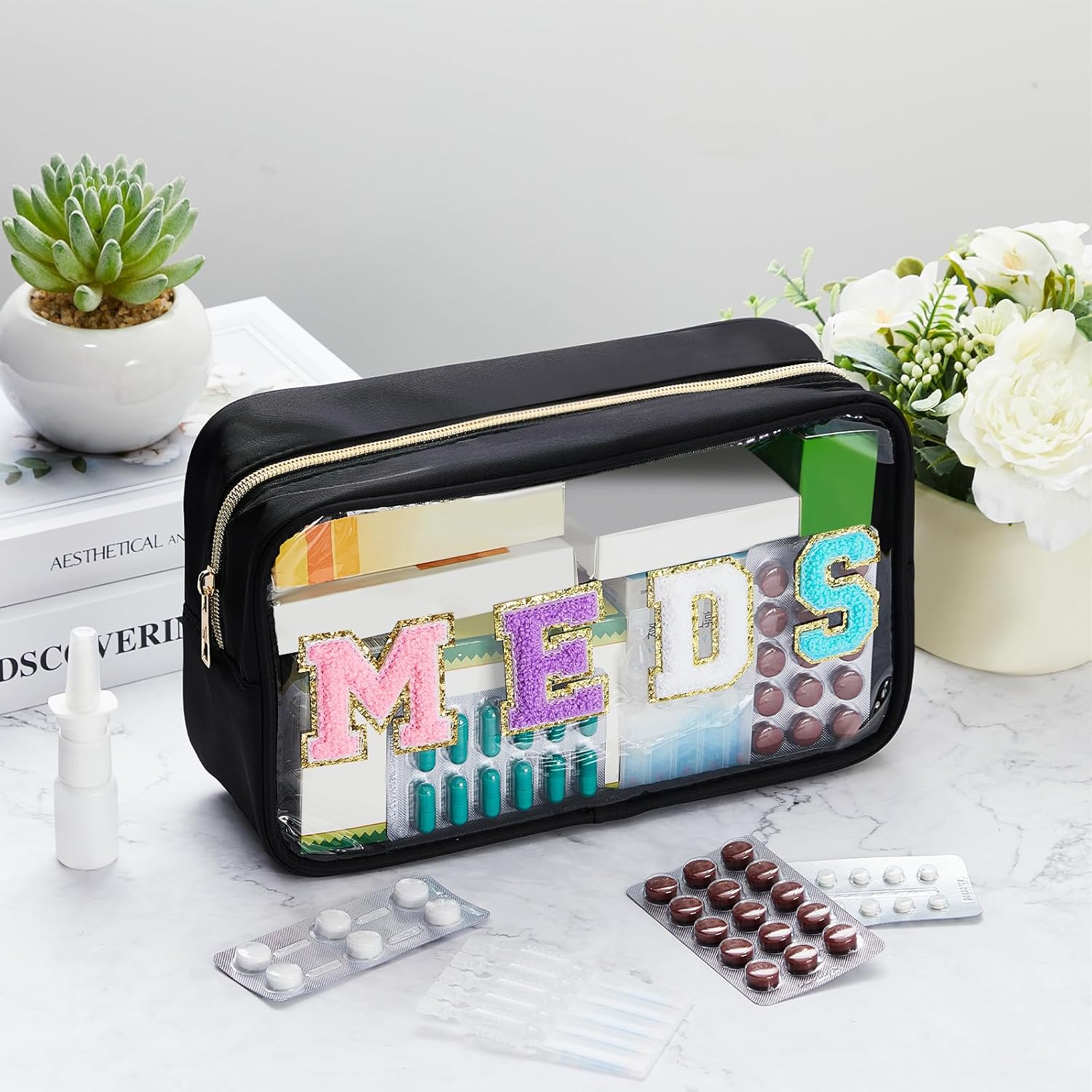 Bolsa de maquillaje de chenilla, bolsa portátil de nailon, estuche de maquillaje, bolsa de maquillaje con cremallera, bolsa de almacenamiento de