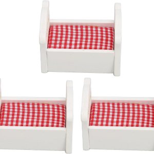Keenso Cuna en miniatura, 3 piezas de madera de pino duradera, cuna de bebé, casa de muñecas realista, mini cuna para casa de muñecas a escala de Keenso Cuna en miniatura, 3 piezas de madera de pino duradera, cuna de bebé, casa de muñecas realista, mini cuna para casa de muñecas a escala de