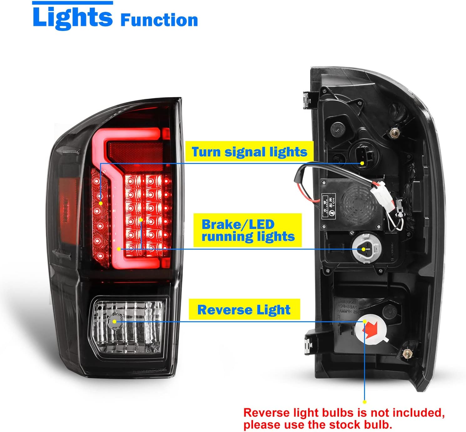 WOLFSTORM Luz trasera LED para Toyota Tacoma 2016-2023, montaje de repuesto de luz trasera Toyota Tacoma 2016-2013, 1 par (lente transparente)