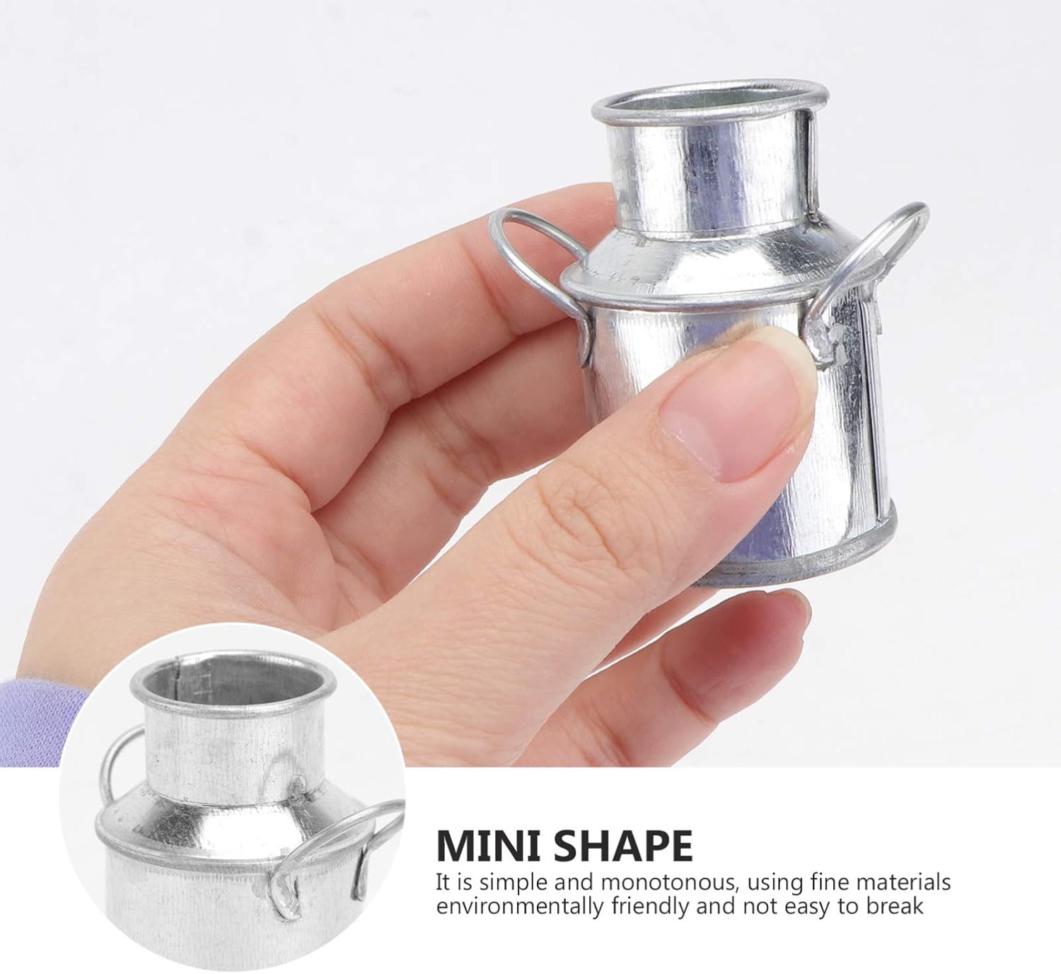 Cabilock 5 piezas mini cubo de flores vintage de granja jarrón miniatura maceta rústica hierro galvanizado leche jarrón jarrón casa de muñecas micro