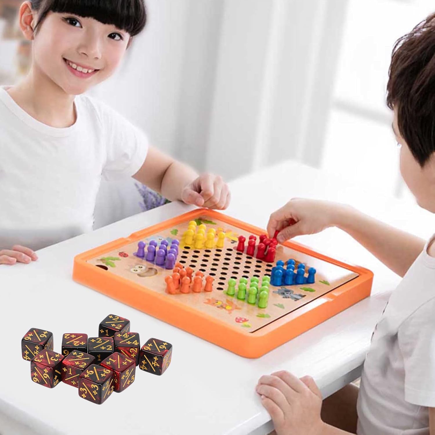 Juego de dados de 10 piezas de 6 caras, juego de dados de juego de rompecabezas de matemáticas de dos colores, accesorios de juego, para enseñanza