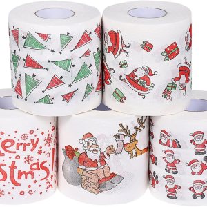 MAGICLULU Rollo de papel higiénico de Navidad, 5 unidades, decoraciones navideñas, papel higiénico divertido para baño de Navidad MAGICLULU Rollo de papel higiénico de Navidad, 5 unidades, decoraciones navideñas, papel higiénico divertido para baño de Navidad