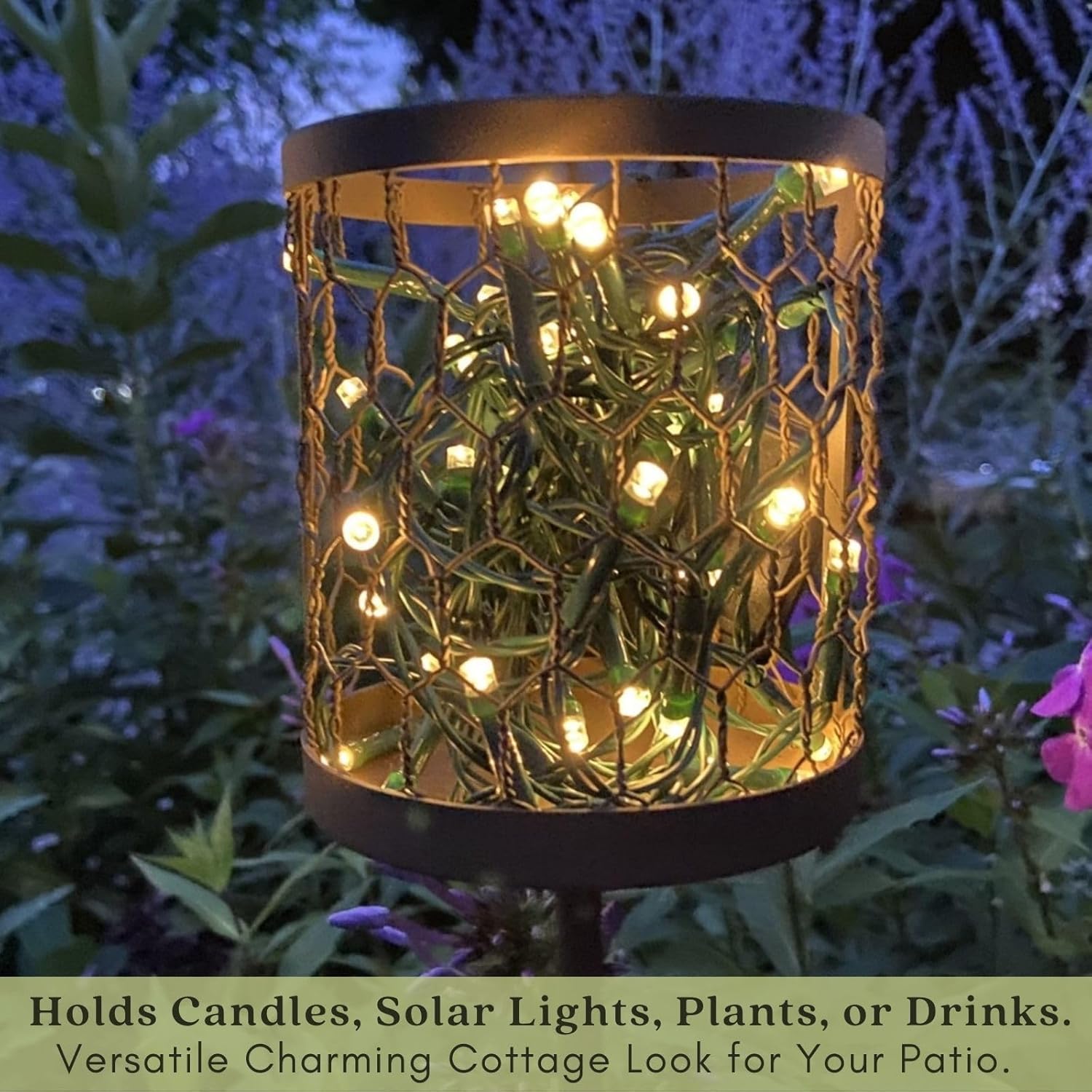 Clovers Garden Estacas de metal marrón para exteriores (juego de 2)  Estacas resistentes para patio y jardín para velas, botellas, macetas  Uso al