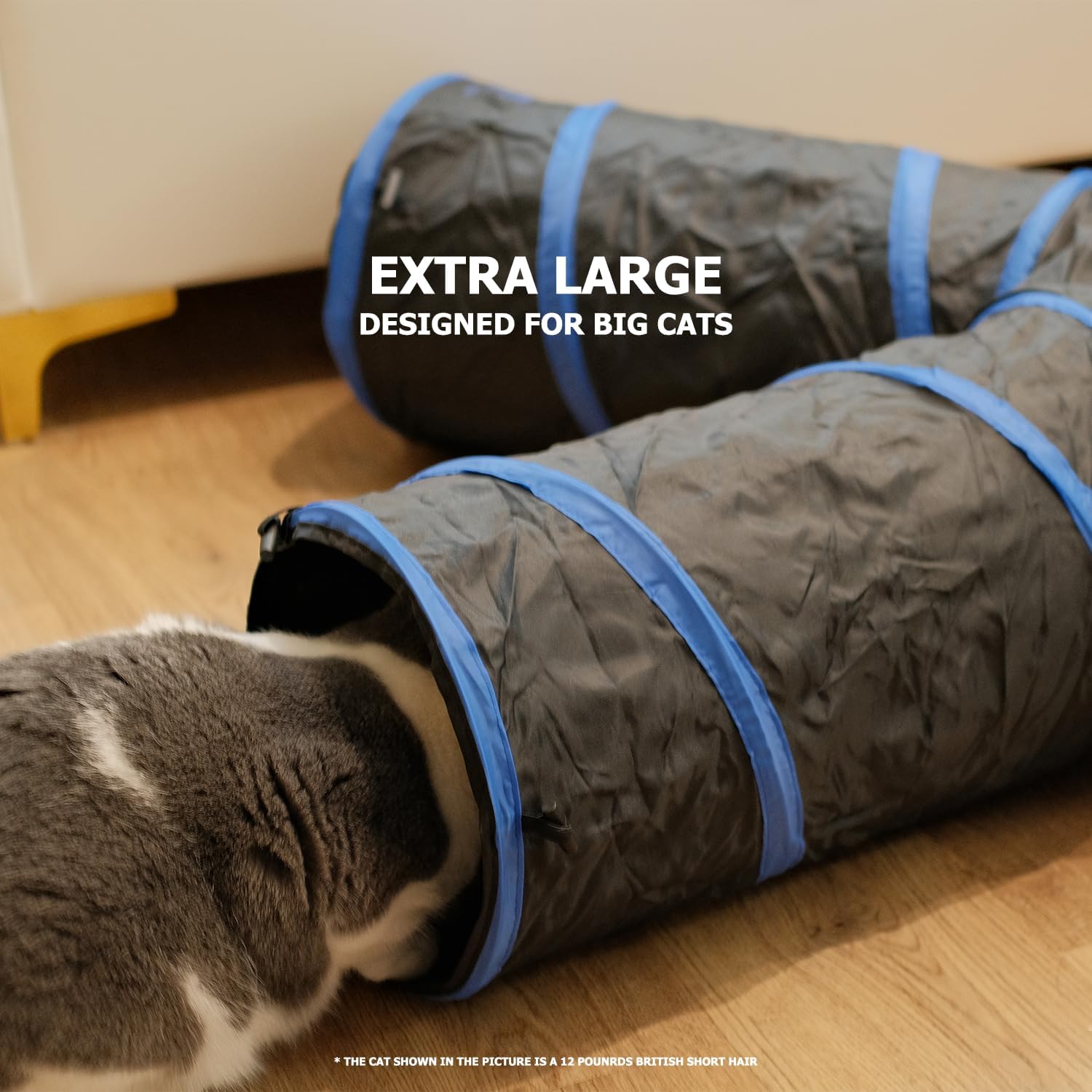 BELLAVENIR Juguetes de túnel para gatos para interiores, suministros extra grandes para gatos grandes, fáciles de limpiar, olor fresco, acogedora