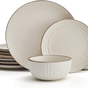 Pfaltzgraff Janelle – Juego de vajilla de 12 piezas, servicio para 4, color crema Pfaltzgraff Janelle – Juego de vajilla de 12 piezas, servicio para 4, color crema