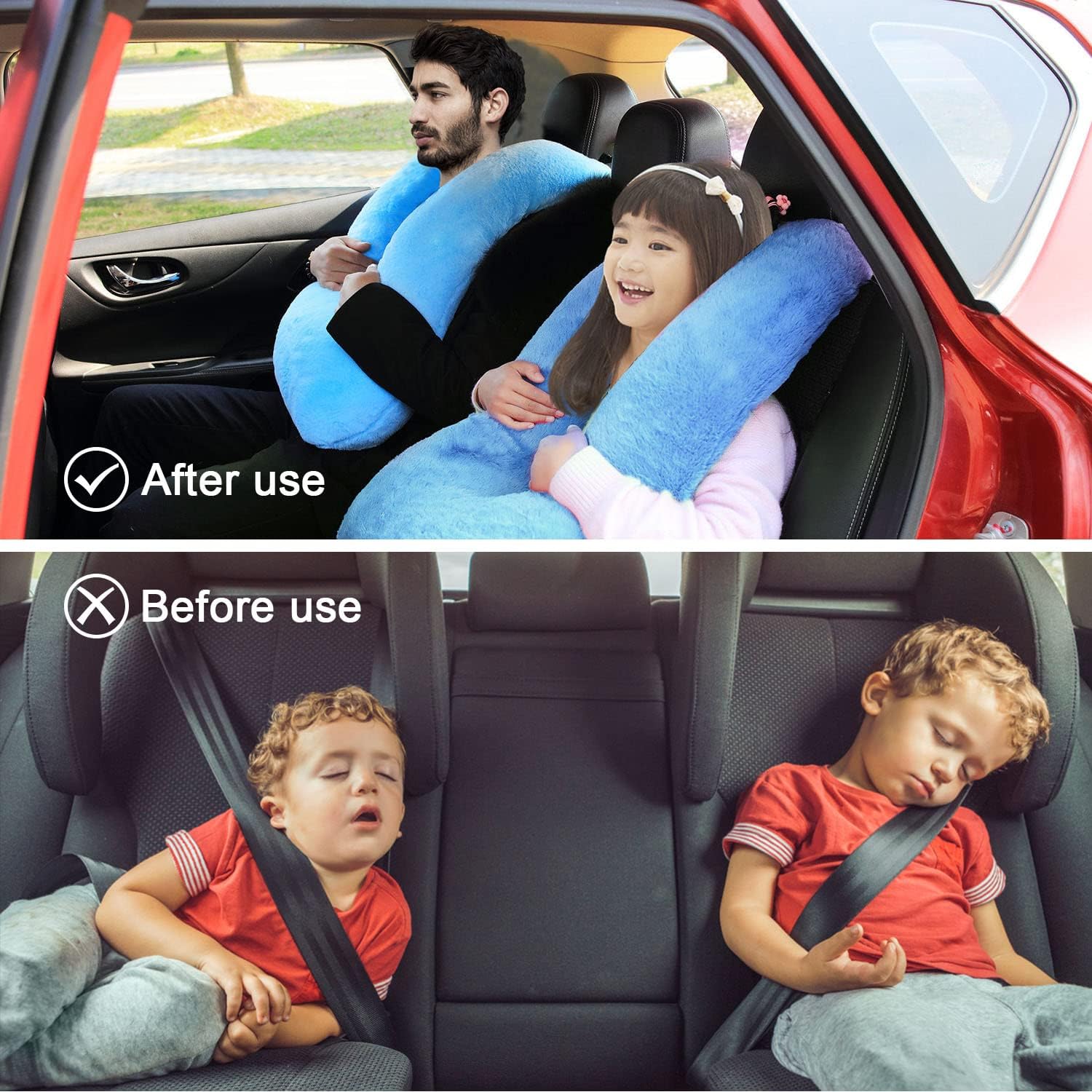 MROUEN Almohada de viaje, almohada de viaje para niños, almohada de sujeción para dormir, almohada extraíble en forma de U para adultos y niños para
