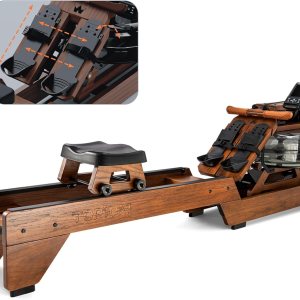 Máquina de remo de agua con monitor de rendimiento TM-3, carga máxima de 400 libras, máquina de remo de madera de roble Máquina de remo de agua con monitor de rendimiento TM-3, carga máxima de 400 libras, máquina de remo de madera de roble