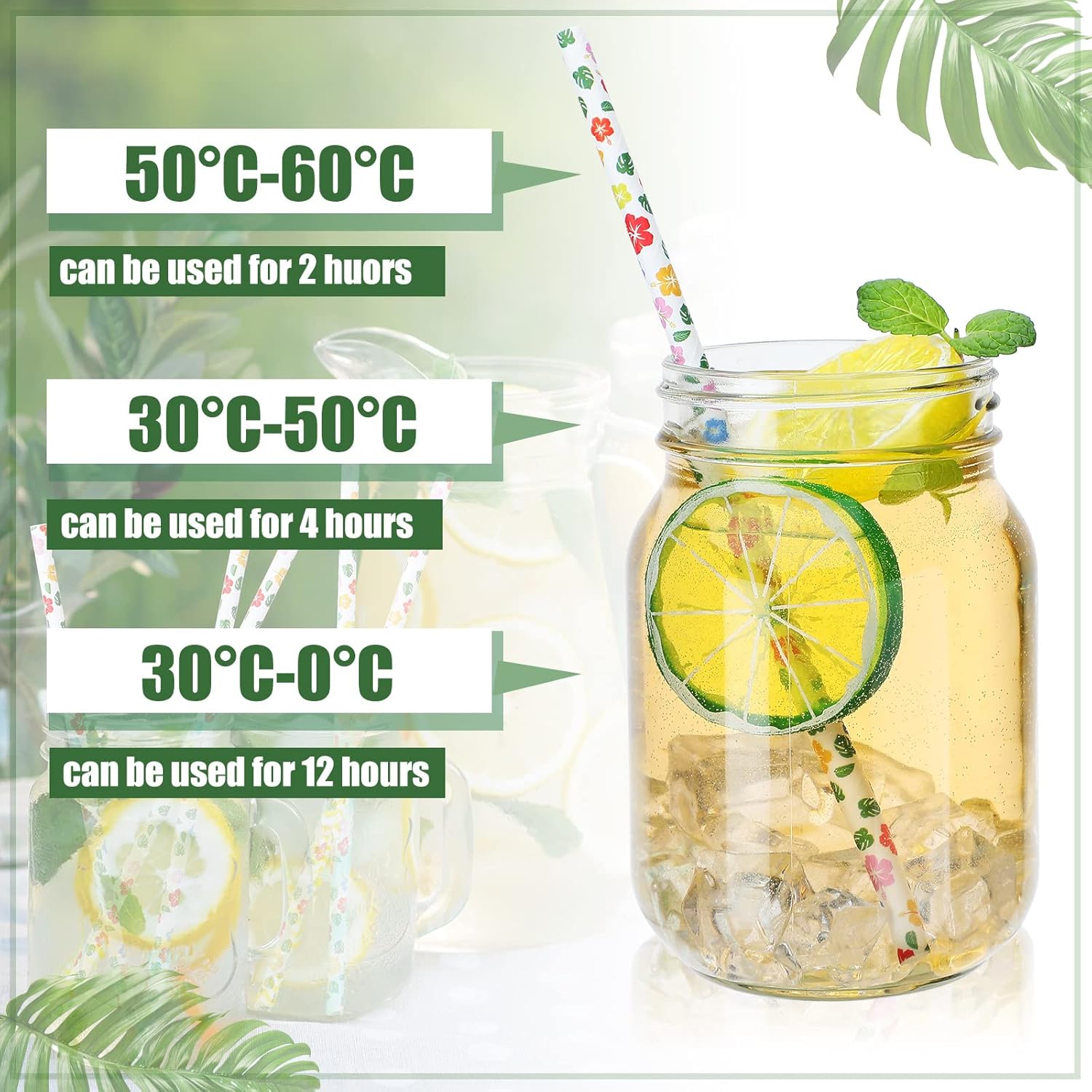 100 pajitas de papel de hibisco, pajitas de papel hawaianas tropicales para fiestas, cócteles, decoraciones para suministros de fiesta, cumpleaños,