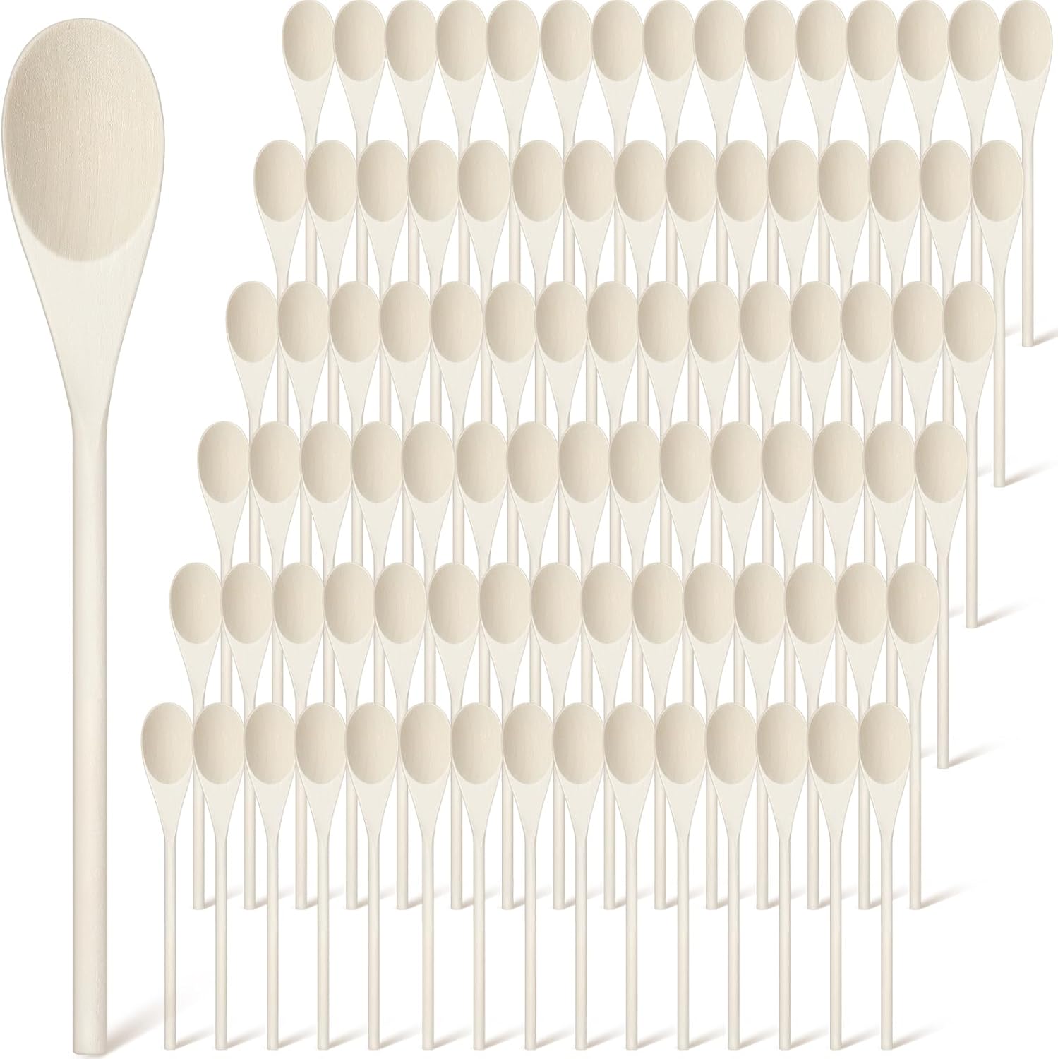 100 cucharas de madera de 10 pulgadas, regalos para mamá, cucharas de madera ovaladas, cucharas de madera para bricolaje, cuchara de madera para