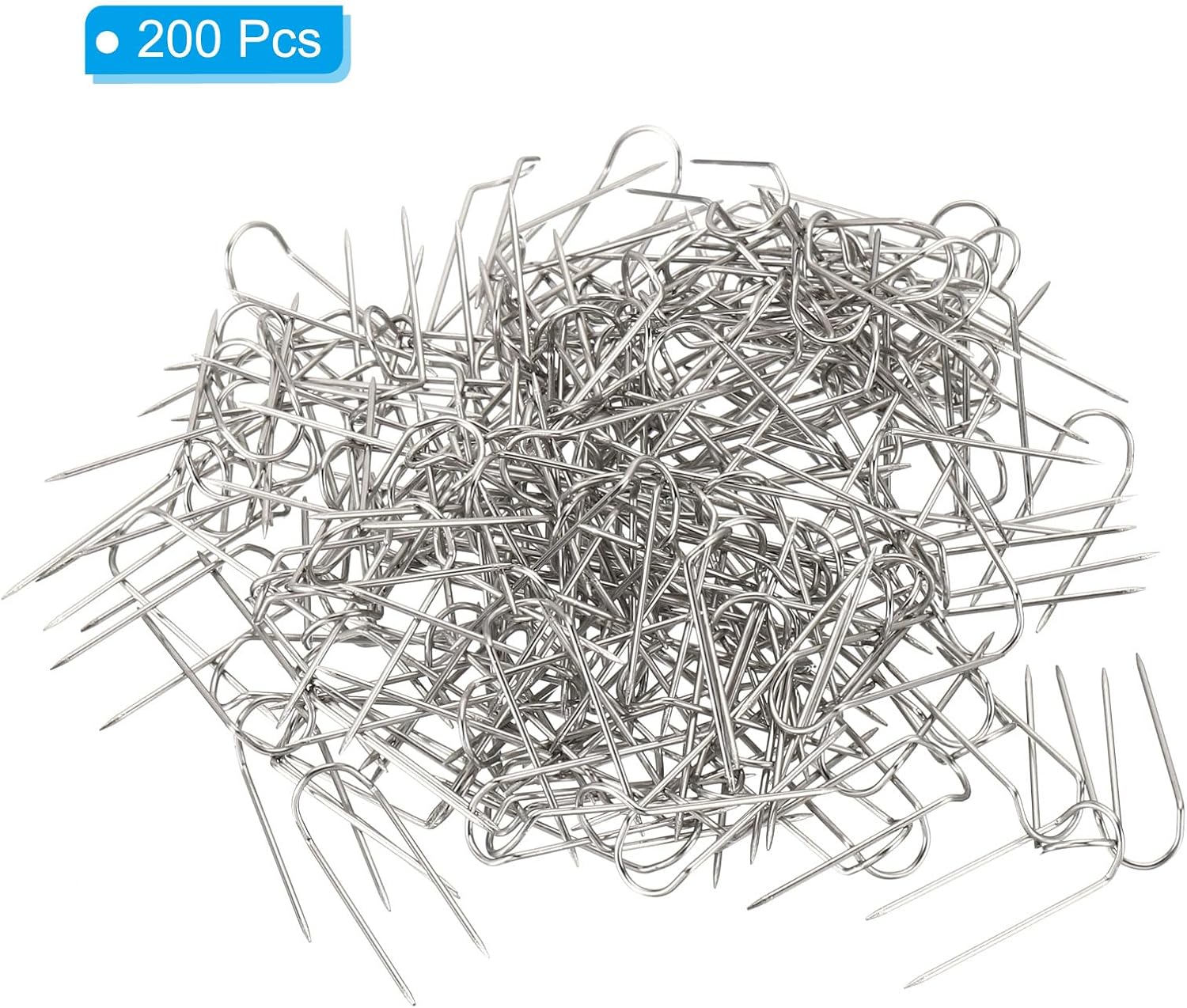 PATIKIL Pasadores de horquilla, 200 pines de acero inoxidable para coser en U de 0.9 pulgadas, pasadores de doble bloqueo para coser joyas, tela,