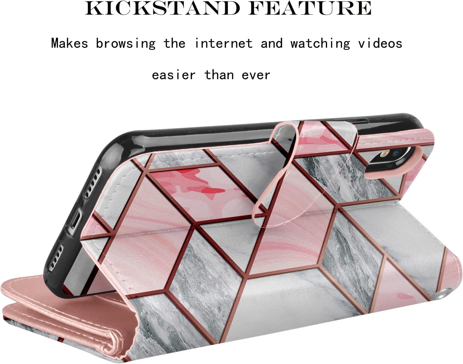 NJJEX Funda tipo cartera para iPhone XR, para iPhone XR, piel sintética 9 ranuras para tarjetas Soporte de crédito de identificación desmontable
