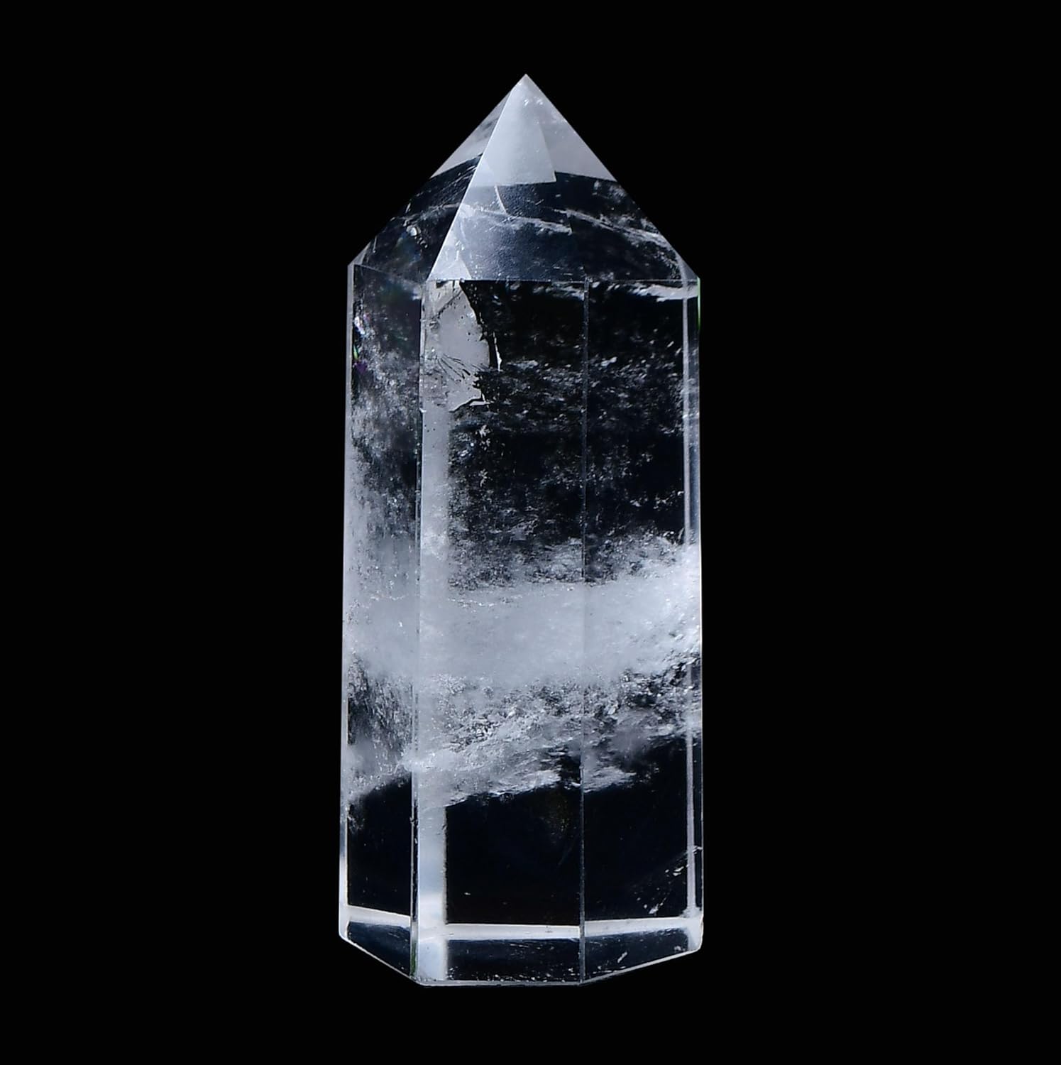 WUYOUSHI Varita de cristal curativo grande de 3.14 x 1.18 pulgadas (3.1 x 1.2 in), piedra de torre de cristal de cuarzo transparente natural, 6