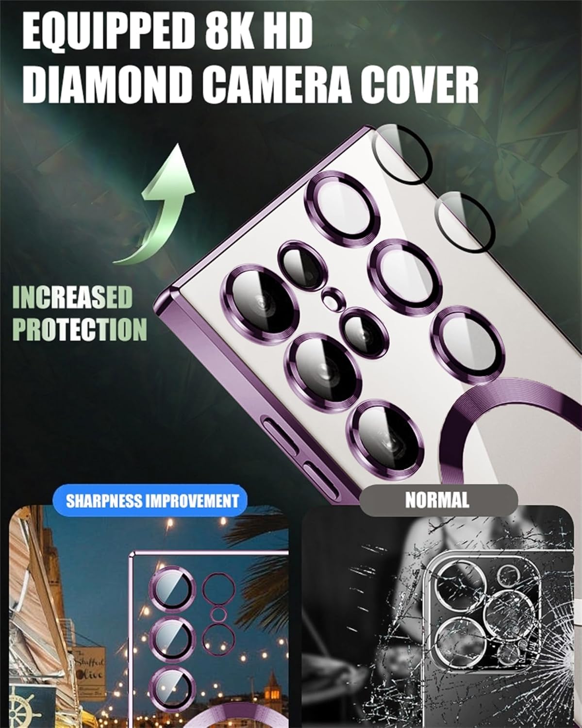 DHIMI Funda ultra magnética para Samsung Galaxy S23, cubierta de teléfono chapada en brillo de lujo compatible con protector de lente de cámara