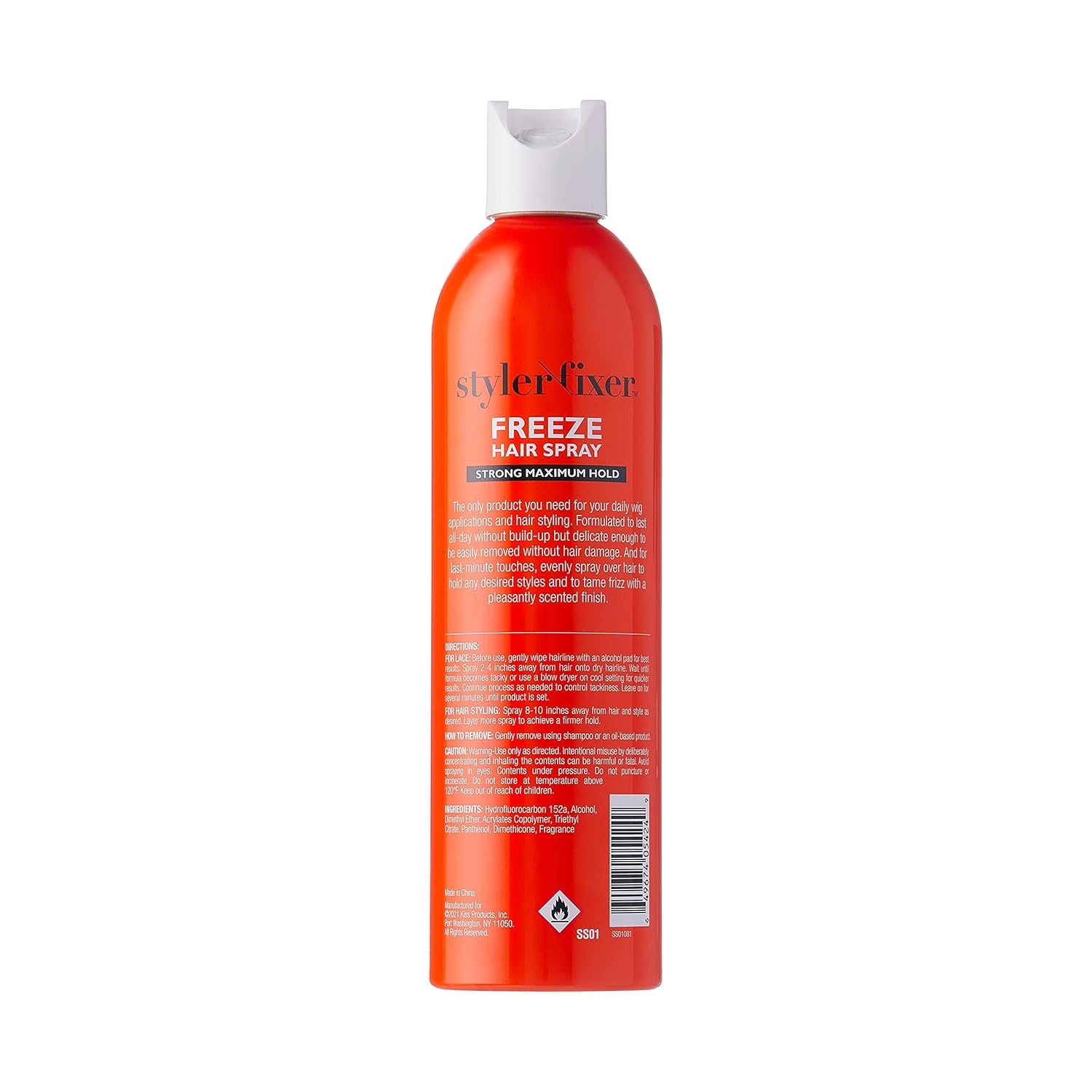 Red by Kiss Styler Fixer Freeze Spray para el cabello Fuerte Máxima Hold 2 en 1 Pegamento de encaje y peinado 11oz