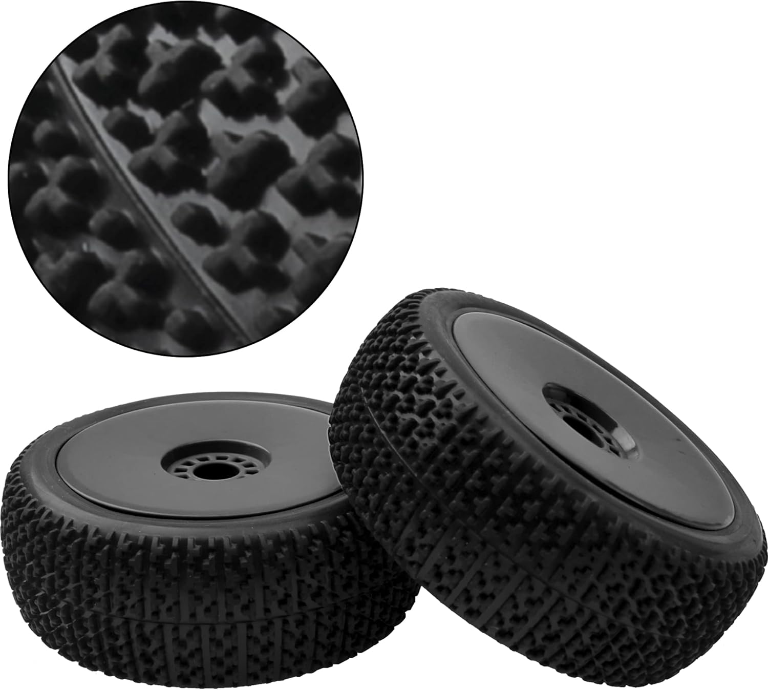 ShareGoo OD 4.52 pulgadas 18 RC Buggy neumáticos de goma con llanta de plástico hexagonal de 0.669 in compatible con Arrma Kyosho Exceed RC Traxxas