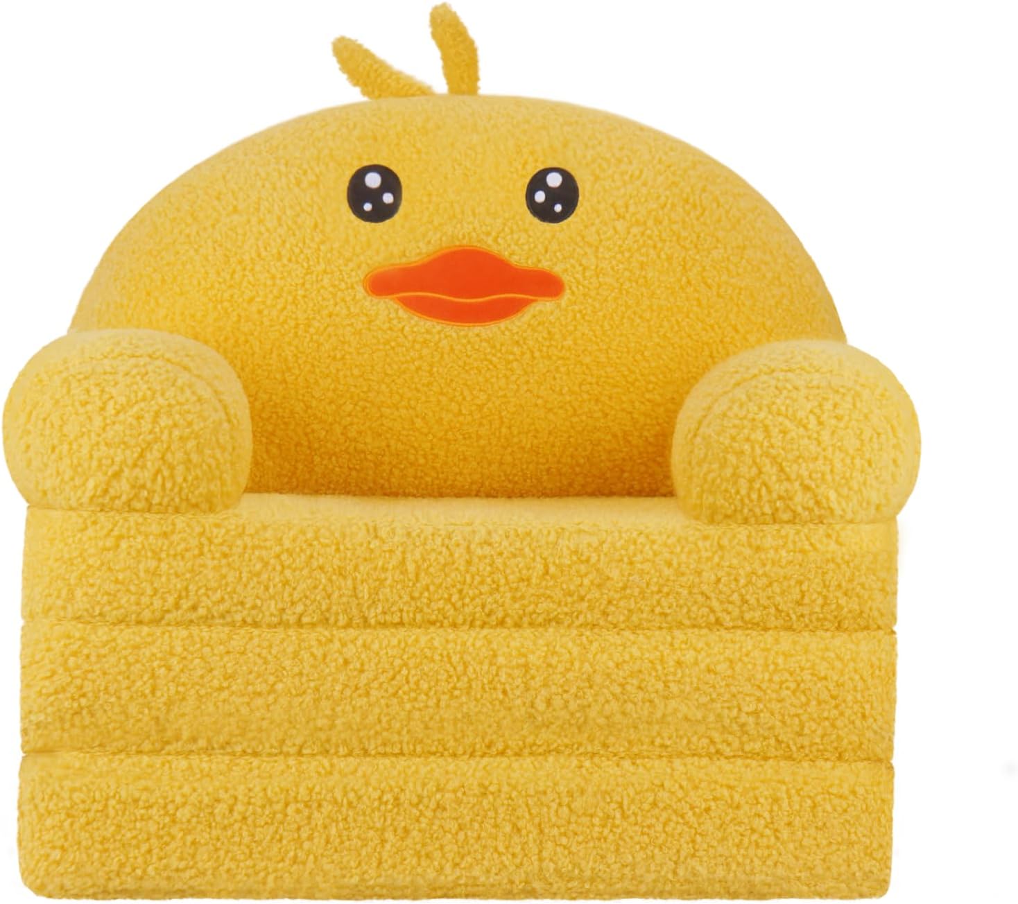 MOONBEEKI Cómoda silla para niños pequeños, sofá plegable para bebés, sofá de felpa plegable para niñas y niños de 1 a 3 años