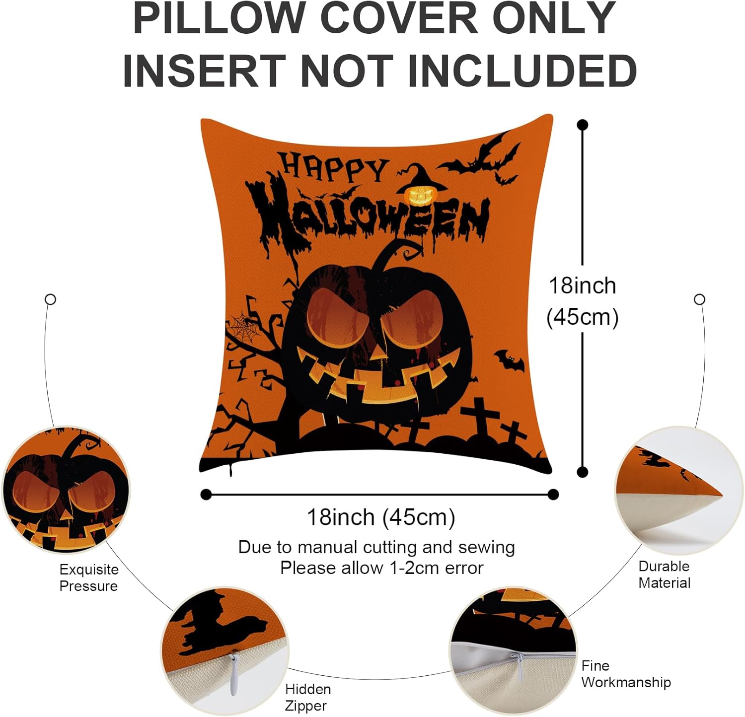 Fundas de almohada decorativas de Halloween de 18 x 18 pulgadas, fundas de almohada de granja, fundas de almohada decorativas, decoraciones de