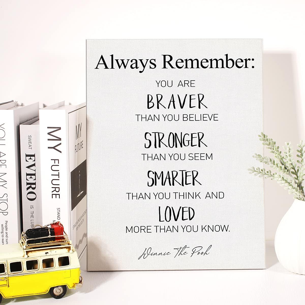 Lienzo decorativo para pared, inspirador motivacional You Are Braver Than You Believe, impresión en lienzo positivo para guardería, oficina, sala de
