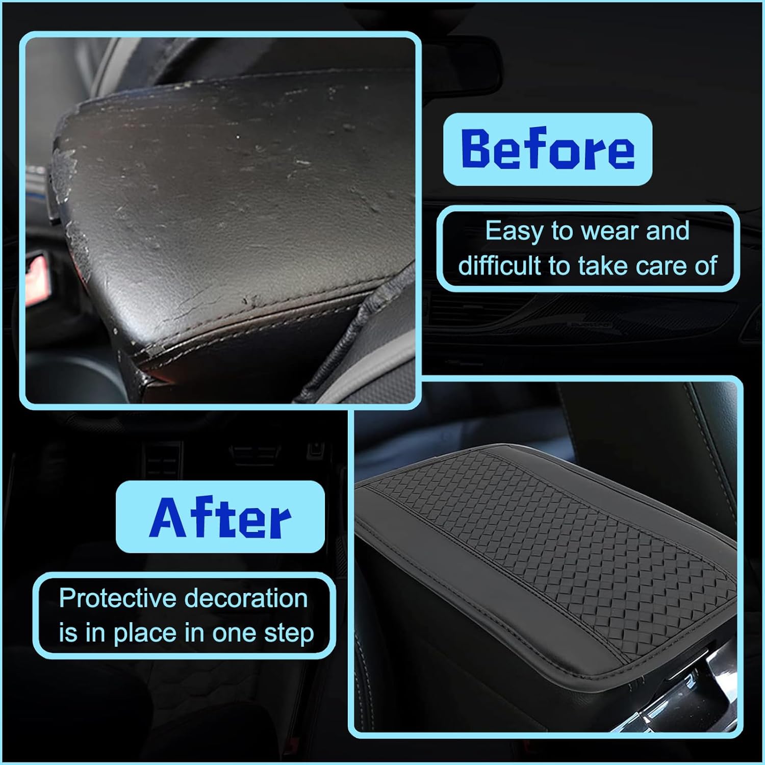 1 almohadilla para reposabrazos central de automóvil, funda de cuero para reposabrazos, almohadilla de consola central automática, accesorios de