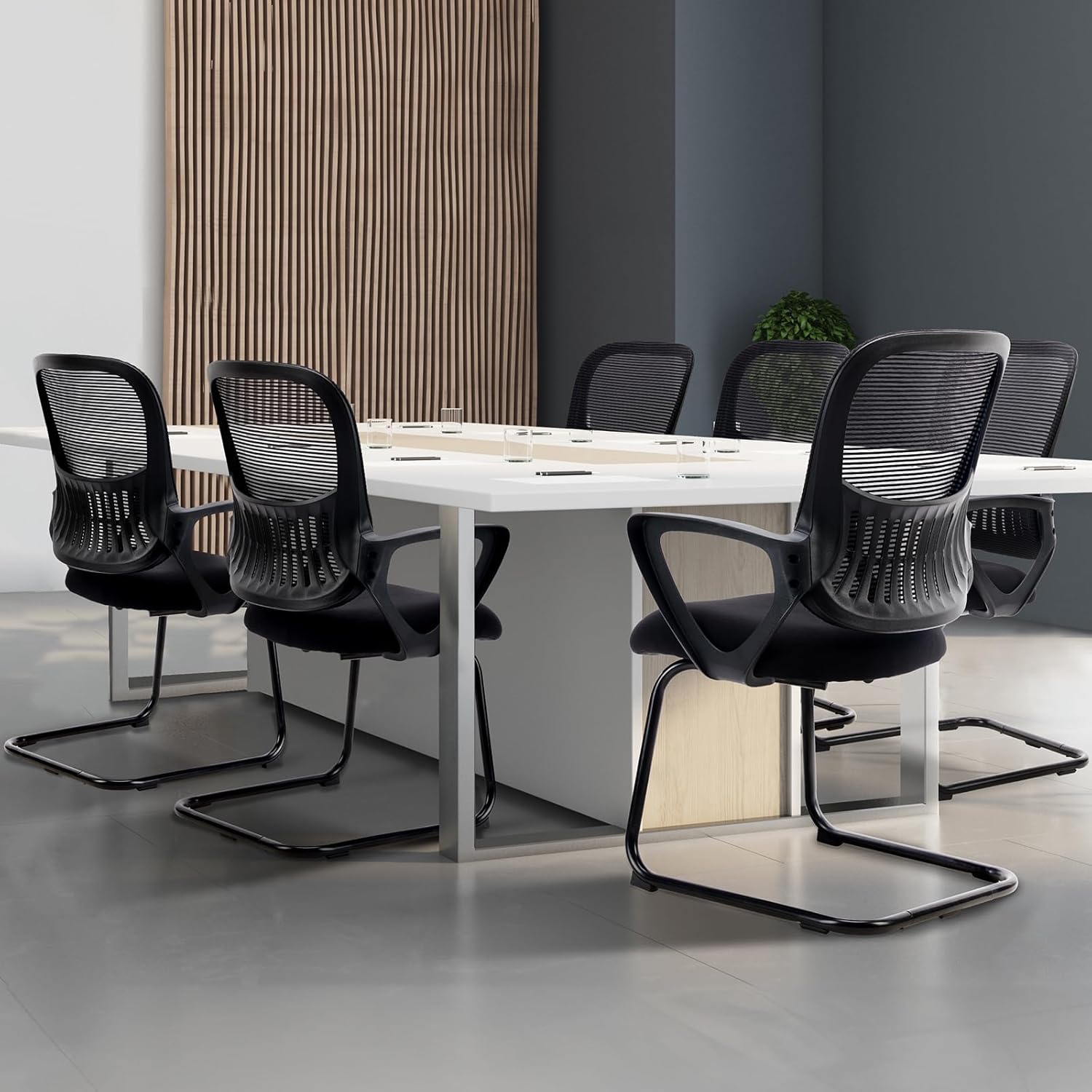 SMUG Silla de escritorio sin ruedas, silla de computadora de respaldo medio, silla de oficina ergonómica de malla con asiento más grande, silla