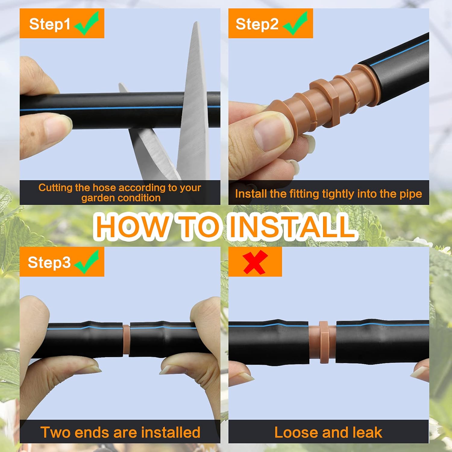 Paquete de 35 accesorios de acoplamiento de púas para riego por goteo, conectores de púas (0.669 in) para tubos de goteo de 12 pulgadas (0.600 ID),