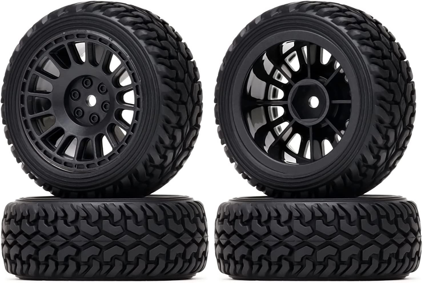 4 neumáticos de goma de grano de automóvil RC de 2.953in y llantas de plástico para 110 RC en carretera Drift Racing Car Tamiya Sakura Traxxas HPI